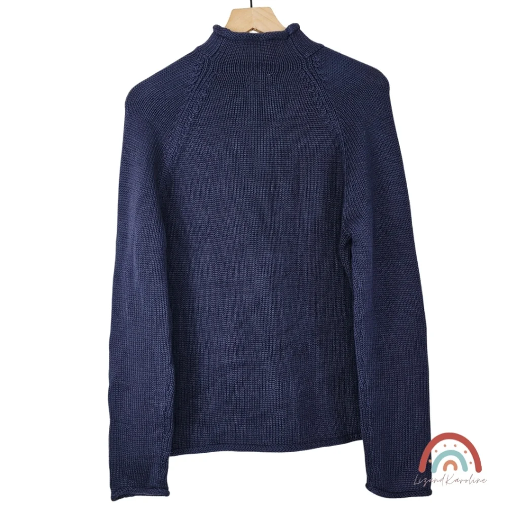 New! J. Crew 1988 Rollneck Sweater in Cotton Navy Unisex - Picture 4 of 11